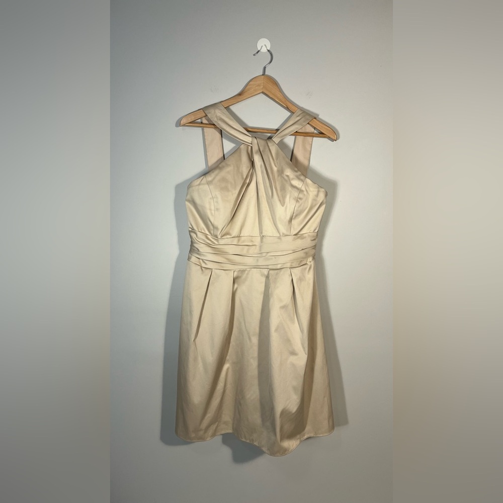 David’s Bridal Khaki Tan Bridesmaid Dress with Pockets Style 83690FV Size 14